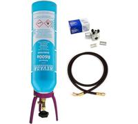 Kit réparation recharge réfrigérateur congélateur cave avec cylindre R600a de 420 gr + robinet sortie 1/4" M + tuyau avec prémispil + valve de forage tube cuivre + support