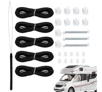 Kit Réparation Store Plissé Camping-Car - Kit Complet avec Installation Corde de Tirage | Poussoir Corde Poulie Ressort Embout | Outil Réenfiler Store Plissé, Adapté pour Accessoires Fenêtre Rideau