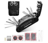 Kit Reparation Vélo Accessoire VTT Trousse à Outils de Réparation Pneu Vélo, 16 en 1 Multitool Multifonctions Outillage Velo Pour l'équitation en Plein Air(Noir)