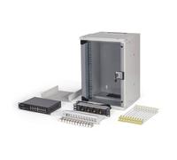 Kit réseau mural 9U - DIGITUS - Non monté - 460x315x300 mm - Switch 16 ports - Panneau de brassage 12 ports