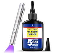Kit résine UV 60 g avec lumière 395 nm - Colle UV professionnelle pour bijoux, réparations plastique/verre - polymérisation en secondes, forte adhérence sans bulles - Idéal pour le bricolage et le