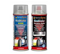 Kit Retouche Voiture compatible avec PEUGEOT 206 KTH GRIS THORIUM MET. - Bombe de peinture Couleur originale du constructeur et Vernis Transparent, 400 ml