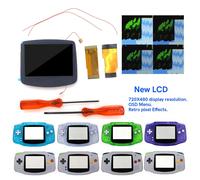 Kit rétro pixel rétroéclairé pour écran LCD IPS laminé GBA V5 720x480 pour console Game Boy Advance Clear Black