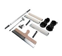 Kit revêtement époxy - rouleau débulleur 40cm, manche télescopique, malaxeur, raclette, semelles à clous - 5 pcs