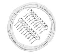 Kit Rideau Blanc 4M Câble Rideau Plastique 10 Paires Crochets et Yeux