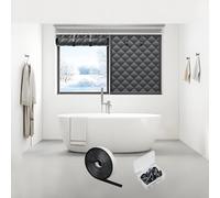 Kit Rideau Isolant pour Fenêtre 50-300cm, Film de Isolation Thermique Hiver Anti-Froid - Couverture en Coton Obscurcissant Total pour Chambre, Bureau, Véranda, Salon(Blacks,110x270cm)