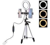 Kit Ring Light PULUZ 6,2 pouces Anneau LED 16 cm+Support de téléphone double + Trépied G