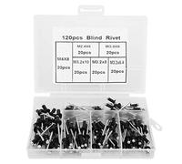 Kit Rivets Aveugles Aluminium, 120 Pièces, Tailles M2.4 M3 M3.2 M4, Noir - Facile à Installer, Compatible Pistolet Pneumatique, Usage Polyvalent