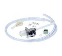 Kit robinet d'essence, M12 x 1, sortie à l'arrière, avec poche à eau transparente, levier métallique + filtre, tuyau et agrafes