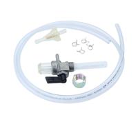 Kit robinet d'essence, M16 x 1, sortie à l'arrière, avec poche à eau transparente, levier métallique + filtre, tuyau et agrafes