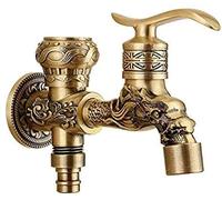 Kit Robinet d'Extérieur Bronze Antique - Double Usage pour Jardin et Salle de Bain - Laiton Total avec Poignée - Montage Mural pour Lavabo et Machine à Laver