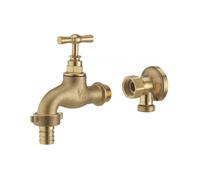 Kit Robinet Extérieur Laiton Brut + Applique Murale Ecrou Tournant 1/2 ø15 - Noyon Et Thiebaul