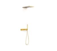Kit robinet thermostatique encastré à 3 voies B-system pour douche Or 24K - TRES 30725305OR