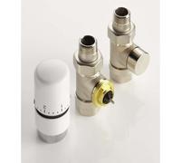Kit robinetterie manuelle droit tête thermostatique design nickelé - ACOVA 841068