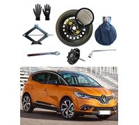 Kit Roue de Secours 17'' compatible avec Renault Scenic IV avec Cric, Clé, Vis, Gants et Sac 125/80R17