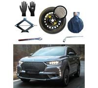 Kit Roue de secours "Galette" 18" compatible avec Citroën DS7 Crossback avec Cric, Clé, Gants et Sac 135/80R18