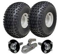 Kit Roues Remorque Quad 22x11-8 Knobby avec Essieux et Attelage en Fonte - Capacité 310 kg (EU/UK)