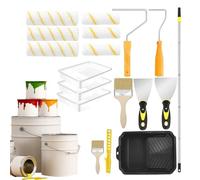 Kit Rouleau De Peinture | Kit Multifonctionnel de Rouleaux de Peinture avec Manche Extensible | Outil Pour Projets Maison Clôtures Terrasses Portes Murs Plafonds Pour Lissage Uniforme