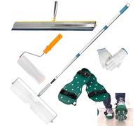 Kit rouleau de purge de sol - Rouleau de purge - Masse de compensation pour sol - Kit de purge professionnel avec rouleau de purge, chaussures à clous, raclette en acier inoxydable, gants et barre