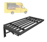kit rouleau peinture Support de concession extra long, étagères lattes en acier inoxydable fixées au mur, camion de nourriture pliable de haut en bas servant de fenêtre(Black,40x18in/101x45cm)