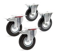 Kit Roulettes 125mm 100kg 2x Pivotante Double butée 2x Fixe Charge lourde Meuble