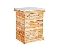 VEVOR Ruche d'abeilles, 30 cadres, bois de sapin enduit de cire d'abeille, 2 boîtes profondes 1 moyenne, kit ruche Langstroth, fenêtres acrylique transparent fondations pour apiculteurs pro débutants