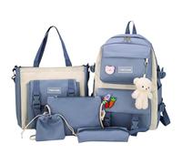 Kit Sac Étudiant - Cartable Filles Adolescents, Sac École Tendance, Grand Compartiment Toile Pochette | Accessoire Mode Léger pour Étude Travail Voyage Excursion Campus Déplacement Vacances Vie Quotid