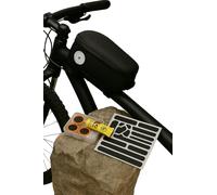 Kit Sacoche réparation pneus vélo avec 18 rustines, colle, démonte-pneu, grattoir - Autocollants réfléchissants sécurité cycliste (Noir, Petite)