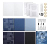 Kit Sashiko pour débutants, kit d'aiguilles et fils Sashiko solubles dans l'eau, kit pochoir sur tissu Sashiko, fournitures Sashiko polyvalentes, modèles de transfert broderie pour projets créatifs