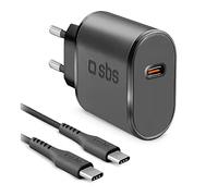 Kit SBS avec Chargeur Mural USB C et câble USB C de 1 m, Chargeur Mural et multiprise 15W pour téléphones Mobiles, Casques TWS, smartwatch, powerbank, Haut-Parleur, Kobo, Kindle