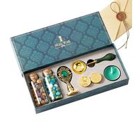 Kit sceau de cire à cacheter - Ensemble d'outils pour sceller des enveloppes de 8,66 x 3,94 pouces, perles artisanales, bougies plus chaudes avec cuillère chauffante | pour invitations de mariage