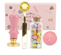 Kit Sceau De Cire, Ensemble De Sceau Classique Macaron Transparent, Poignée Poudre De Fée, Pour Scellement D'enveloppes Invitations Mariage - Tête De Tampon Amovible, Motifs (Boite longue rose-fée