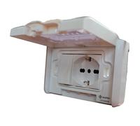 Kit Schuko polyvalent + interrupteur unipolaire, kit encastré IP55 étanche, prémonté pour boîte 503, prise Schuko 2P+T 10/16A