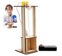 Kit scientifique d'ascenseur électrique - 8 x 6,5 x 20,8 cm - Modèle fait main - Ascenseur électrique en bois - Kit scientifique pour - Jeu éducatif - Kit d'expérimentation et projet scolaire