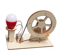 Kit scientifique de générateur - Modèle électrique alimenté à la main de 15 cm, dispositif d'expérimentation d'apprentissage en bois, démonstrateur de physique d'ampoule | Activité d'étude sur l'énerg