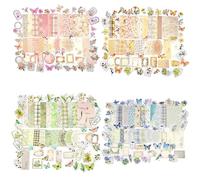 Kit Scrapbooking Vintage 400PCS, Papier Scrapbooking Floral & Stickers Papillon, Matériel Loisirs Créatifs Adulte, Accessoires Journaling DIY, Autocollants Décoratifs Fleurs pour Bullet Journal