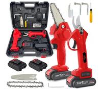 Kit sécateur + mini scie électrique 10,2 cm, 2 batteries 2 mh, mallette, chargeur, moteur 1500 W, coupe branches 30 mm, sécateur professionnel jardinage coupe bois et haies