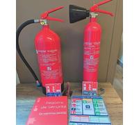 Kit Sécurité Incendie, Extincteur CO2 2kg + Extincteur Eau 6L sans Fluor, Registre et Signalisation, pour Entreprise <200m²