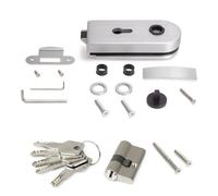 Kit serrure + gâche pour porte en verre 8-12 mm avec cadre en bois - gris EMUCA