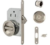 Kit Serrure pour Porte Coulissante - Yale - Acier Nickelé - Encastrée - Sécurité 3 - Poignées Rondes