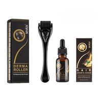 Kit Sérum Croissance Cheveux au Gingembre + Derma Roller | Sérum Pousse Rapide & Anti-Chute | Huile Germinale Naturelle | Soin Capillaire Homme & Femme