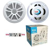 KIT Set for Boss Audio Systems MR6W 2 Double Cone Marine Speakers 6.5" 16.50 cm 90 Watt rms 180 Watt Max Waterproof White, per Pair + 5 Free Stickers