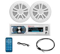 KIT Set Marine pour Boss Audio Systems MCK632WB.6 avec récepteur stéréo Bluetooth AM/FM MR632UAB, Une Paire d'enceintes MR6W, 90 Watts rms 180 Watts Max, antenne dipôle MRANT10, 1 kit + Accessoires