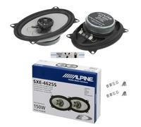 KIT Set pour Alpine SXE-4625S 2 Enceintes coaxiales 2 Voies 4" x 6" 10 x 15 cm 100x150 mm 20 Watt rms et 150 Watt Max pour Voiture, la Paire + 5 Stickers + vis de Pose incluses