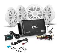 KIT Set pour Boss Audio Systems ASK904B.64, kit Marin avec amplificateur Bluetooth 4 canaux MC900B, 2 Paires d'enceintes MR6W 90 Watts RMS, 180 Watts Max et Adaptateur MUSB35, 1 kit + Accessoires