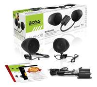 KIT Set pour Boss Audio Systems MCBK420B pour Moto, Comprenant Un amplificateur Large Bande de et Deux Haut-parleurs Noirs de 7,6 cm 3", résistant aux intempéries, 1 kit