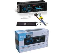 KIT Set pour Boss Audio Systems MR1308UABK, Autoradio Single DIN, récepteur AM/FM, stéréo, AUX/USB/MP3, avec Bluetooth, pour Bateaux et annexes, Noir, 1 pièce + Accessoires offerts