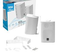 KIT Set pour Boss Audio Systems MR4.3W, 2 Haut-parleurs 3 Voies, 100 W RMS, 200 W Max, 4 ohms, étanches, pour Piscine, Bateau, intérieur/extérieur, Vendu par Paire avec Supports de Fixation Inclus