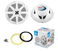 KIT Set pour Boss Audio Systems MR62W 2 Enceintes Marines Blanches 2 Voies 6,5" 16,5 cm, 100 Watts rms 200 Watts Max, étanches, mer, Bateau, par Paire + Joints et vis offerts