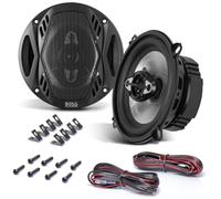 KIT Set pour Boss Audio Systems NX524 2 Enceintes coaxiales 4 Voies 5,25" 13 cm, 150 Watts rms 300 Watts Max, 4 ohm, 83 DB, avec Suspension Gomme, la Paire + câbles d'installation offerts